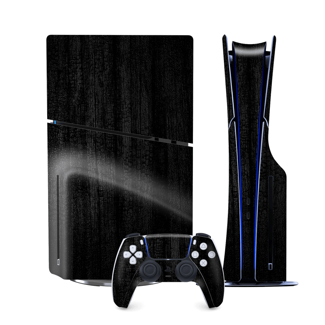 PS5 SLIM DISC EDITION (PlayStation 5 SLIM) Luxuria Black Charcoal Black Dragon Coal Stone 3D Textured Skin Wrap Sticker Decal Cover Protector by QSKINZ | qskinz.com