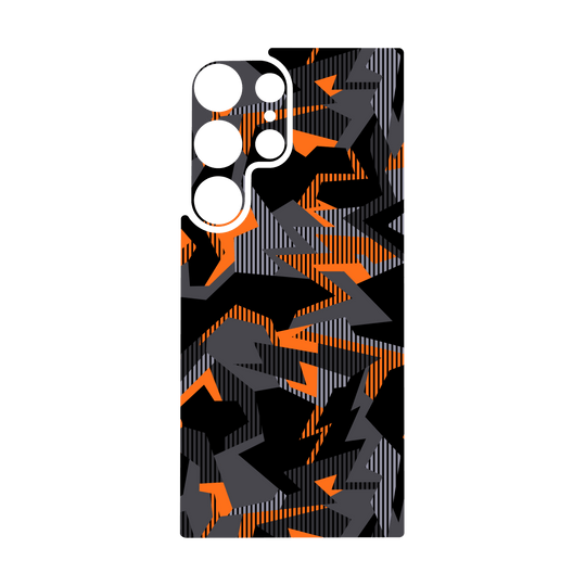 Galaxy S24 ULTRA Qcaze - SIGNATURE Sharp-Edged Orange CAMO (Case + Skin Kit)