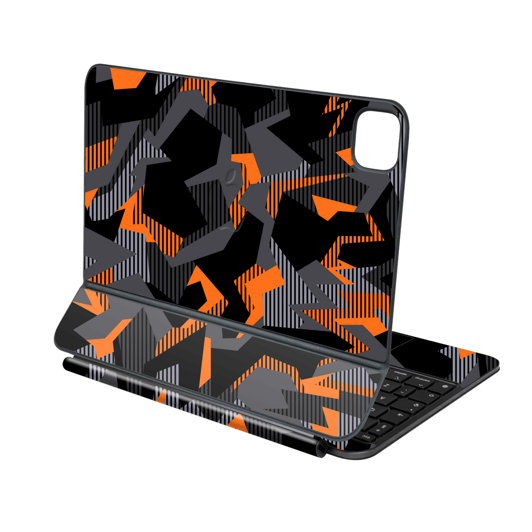 Magic Keyboard for iPad PRO 11” (M4, 2024) Print Printed Custom SIGNATURE Sharp-Edged Orange Camo Camouflage Skin Wrap Sticker Decal Cover Protector by QSKINZ | qskinz.com