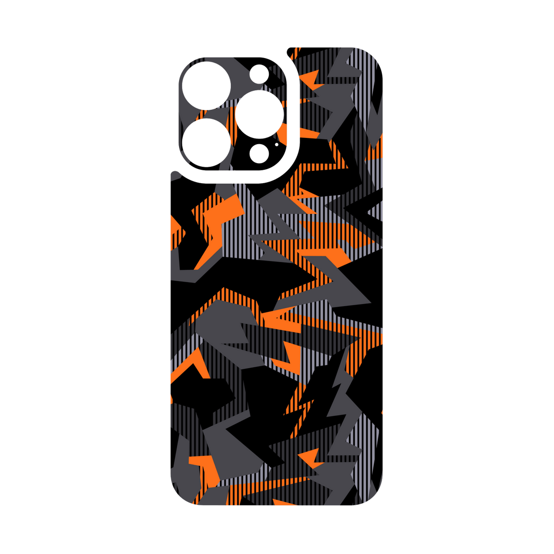 iPhone 15 PRO Qcaze - SIGNATURE Sharp-Edged Orange CAMO (Case + Skin Kit)