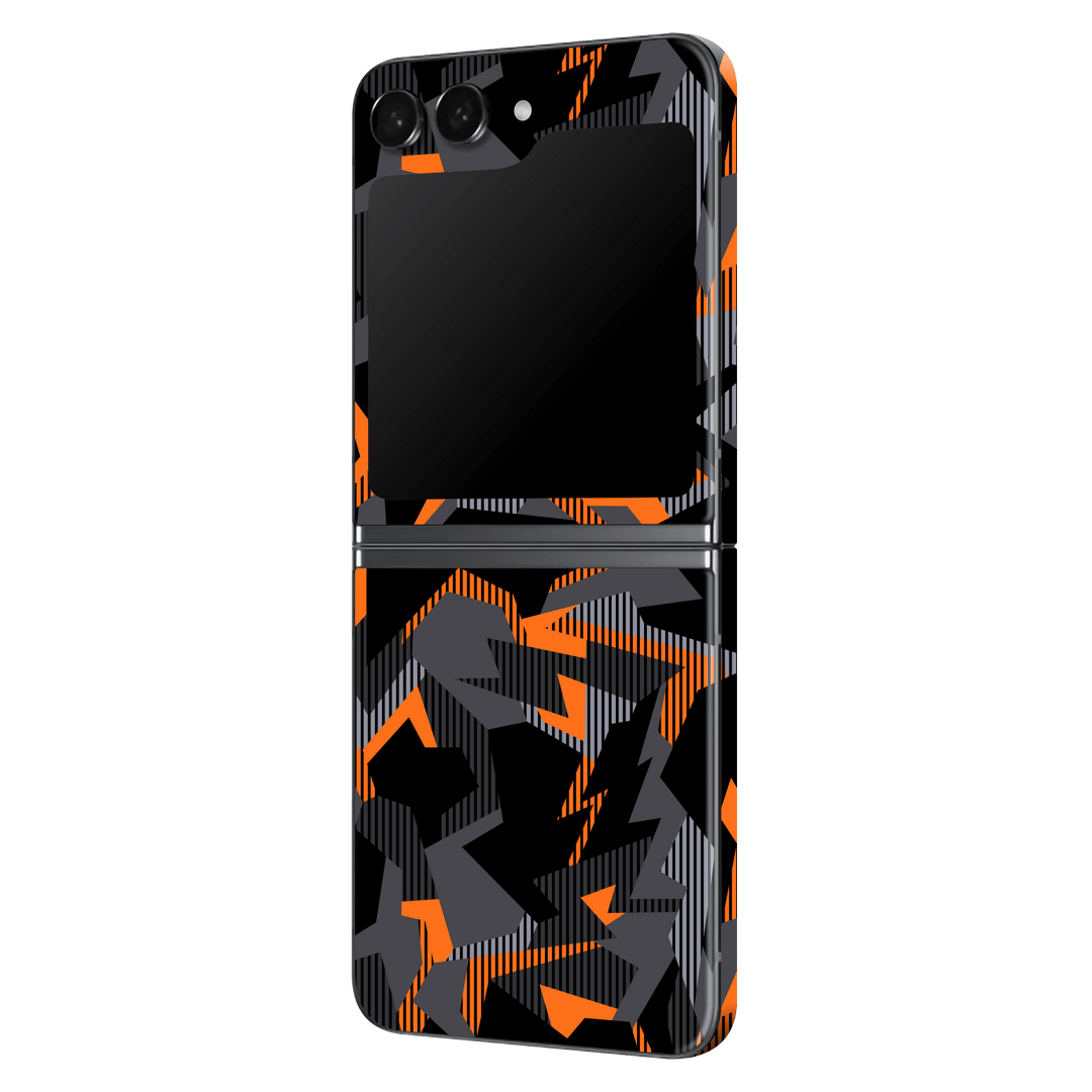 Samsung Galaxy Z Flip 5 (2023) Print Printed Custom SIGNATURE Sharp-Edged Orange Camo Camouflage Skin Wrap Sticker Decal Cover Protector by EasySkinz | EasySkinz.com
