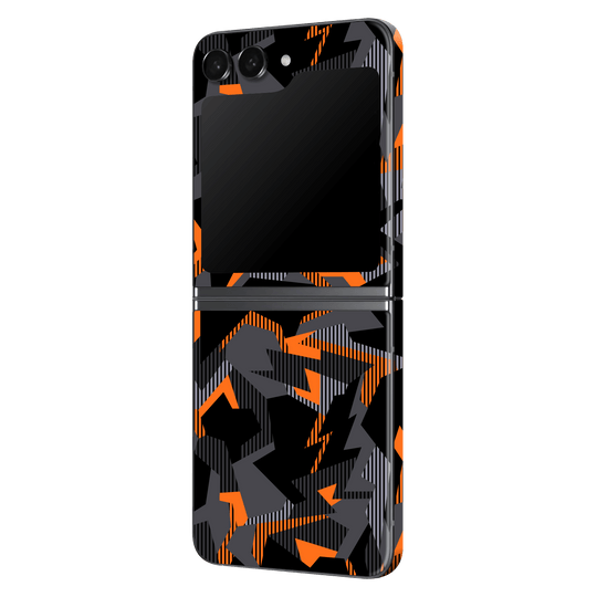 Samsung Galaxy Z Flip 5 (2023) Print Printed Custom SIGNATURE Sharp-Edged Orange Camo Camouflage Skin Wrap Sticker Decal Cover Protector by EasySkinz | EasySkinz.com