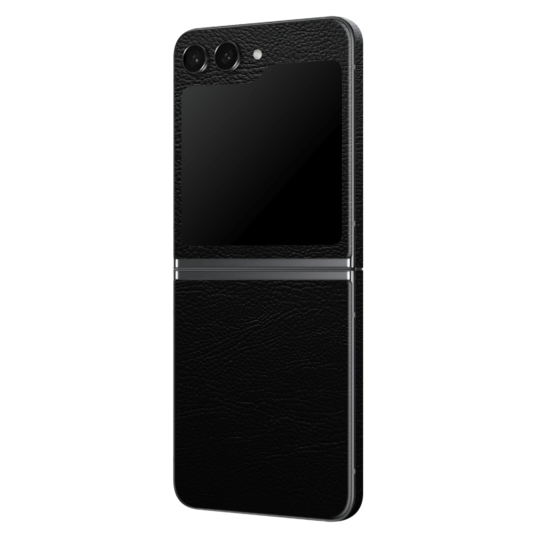 Samsung Galaxy Z Flip 5 (2023) Luxuria BLACK LEATHER Riders Skin Wrap Sticker Decal Cover Protector by EasySkinz | EasySkinz.com