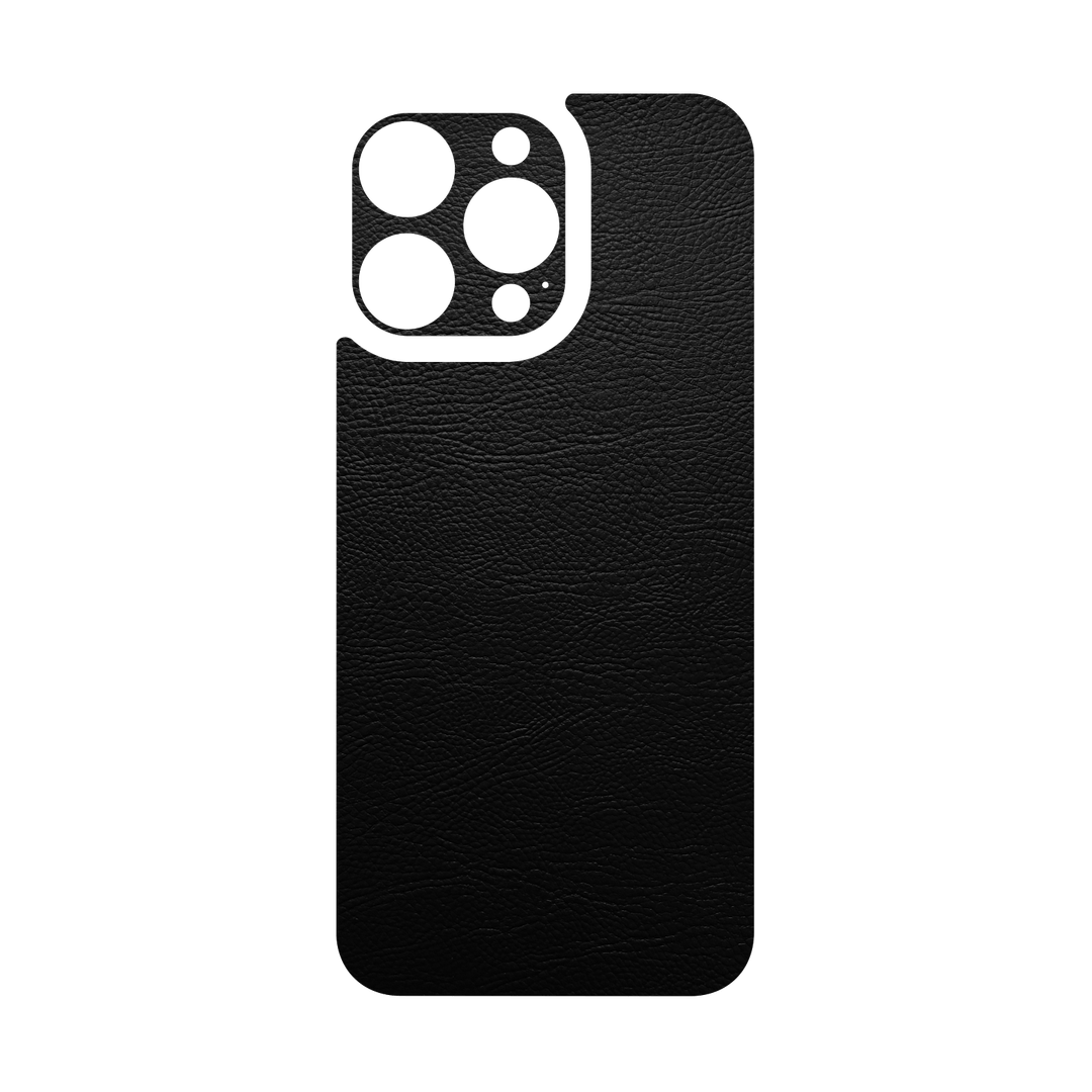 iPhone 15 PRO Qcaze - LUXURIA RIDERS Black LEATHER Textured (Case + Skin Kit)