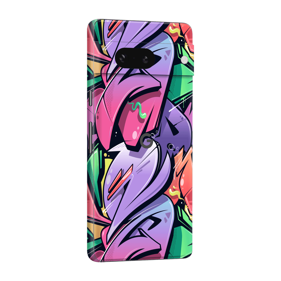 Google Pixel 7a (2023) Print Printed Custom SIGNATURE Japanese Style Pop Art Graffiti Pop Culture Purple Pink Yellow Green Skin, Wrap, Decal, Protector, Cover by EasySkinz | EasySkinz.com