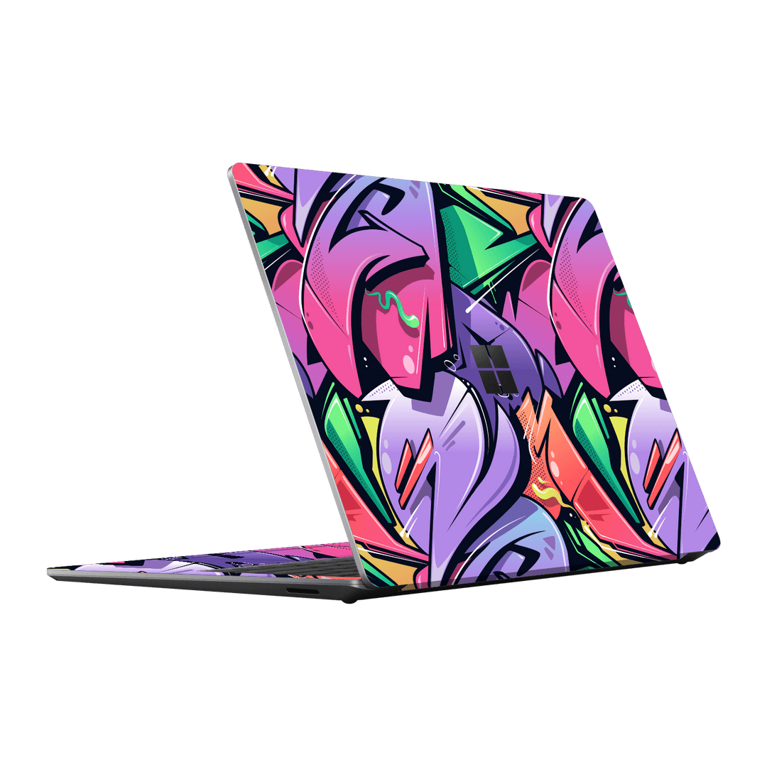 Microsoft Surface Laptop 5, 13.5” Print Printed Custom SIGNATURE Japanese Style Pop Art Graffiti Pop Culture Purple Pink Yellow Green Skin, Wrap, Decal, Protector, Cover by EasySkinz | EasySkinz.com