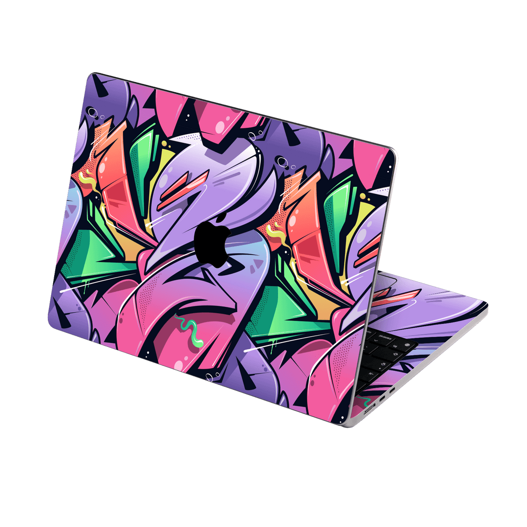 MacBook Air 15" (2023, M2) Print Printed Custom SIGNATURE Japanese Style Pop Art Graffiti Pop Culture Purple Pink Yellow Green Skin, Wrap, Decal, Protector, Cover by EasySkinz | EasySkinz.com