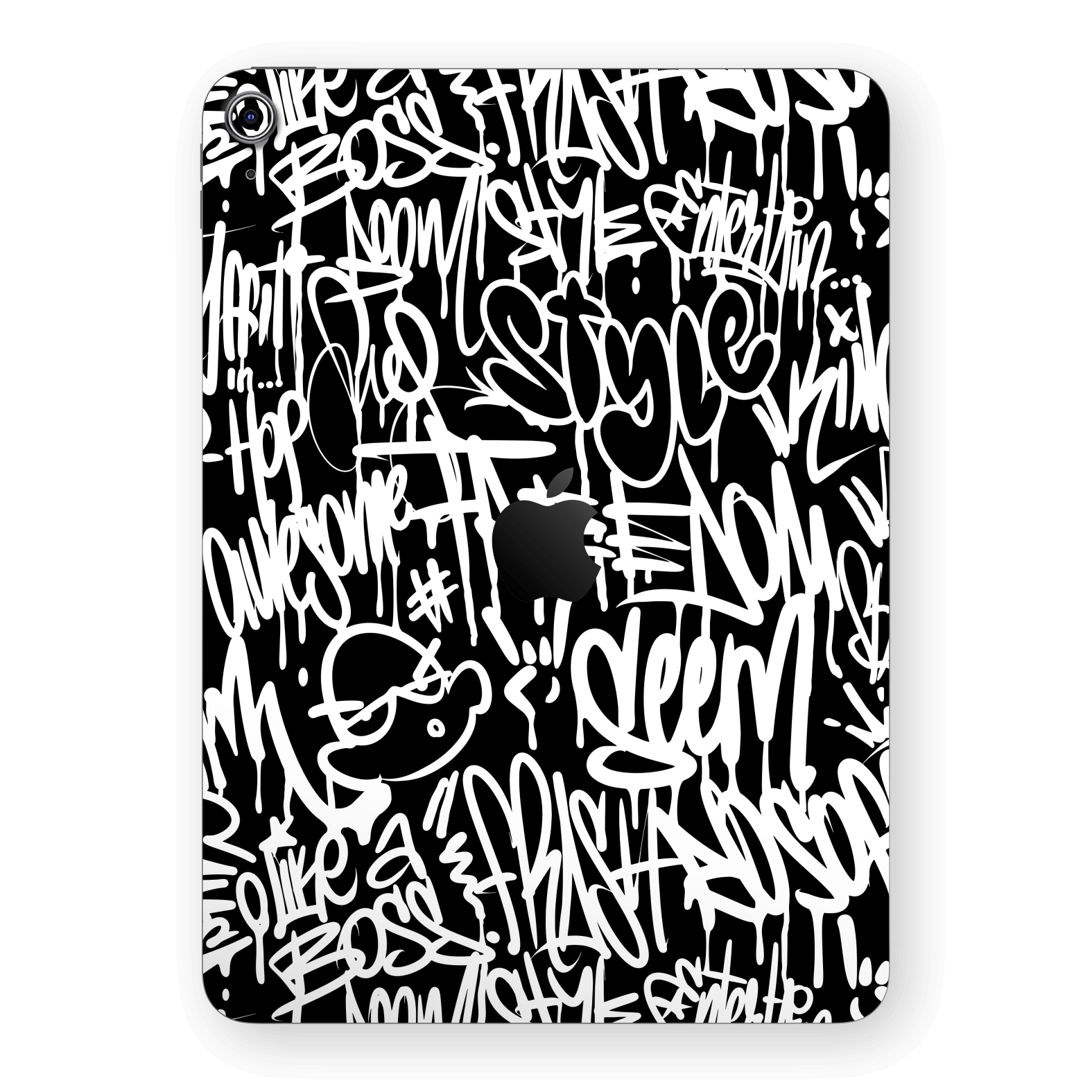 iPad 10.9” (10th Gen, 2022) Print Printed Custom SIGNATURE Monochrome Black and WhiteGraffiti Skin Wrap Sticker Decal Cover Protector by EasySkinz | EasySkinz.com