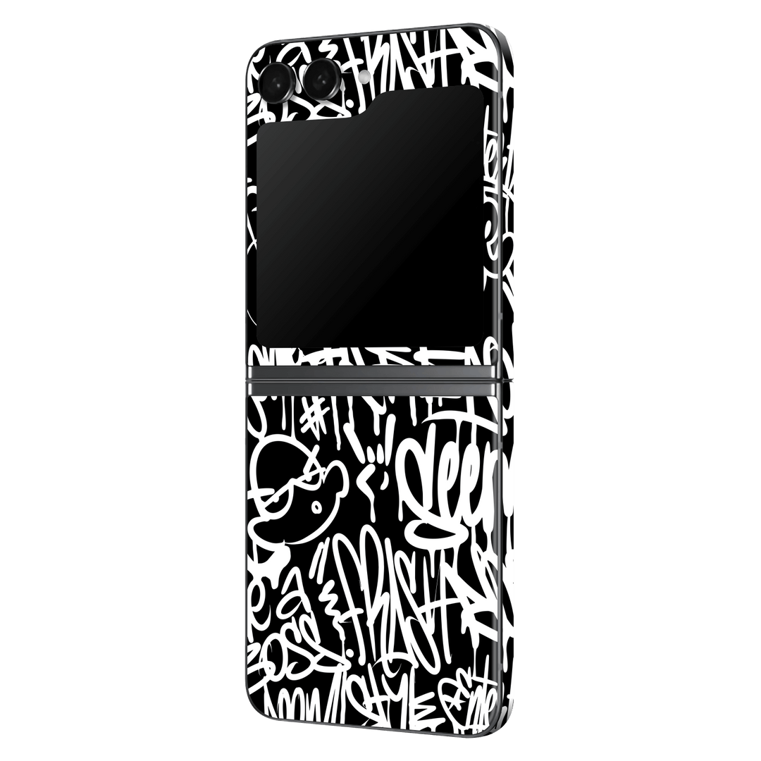 Samsung Galaxy Z Flip 5 (2023) Print Printed Custom SIGNATURE Monochrome Black and WhiteGraffiti Skin Wrap Sticker Decal Cover Protector by EasySkinz | EasySkinz.com
