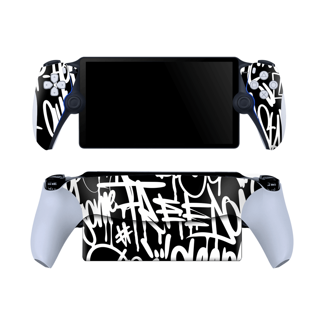 PlayStation PORTAL Print Printed Custom SIGNATURE Monochrome Black and WhiteGraffiti Skin Wrap Sticker Decal Cover Protector by QSKINZ | qskinz.com