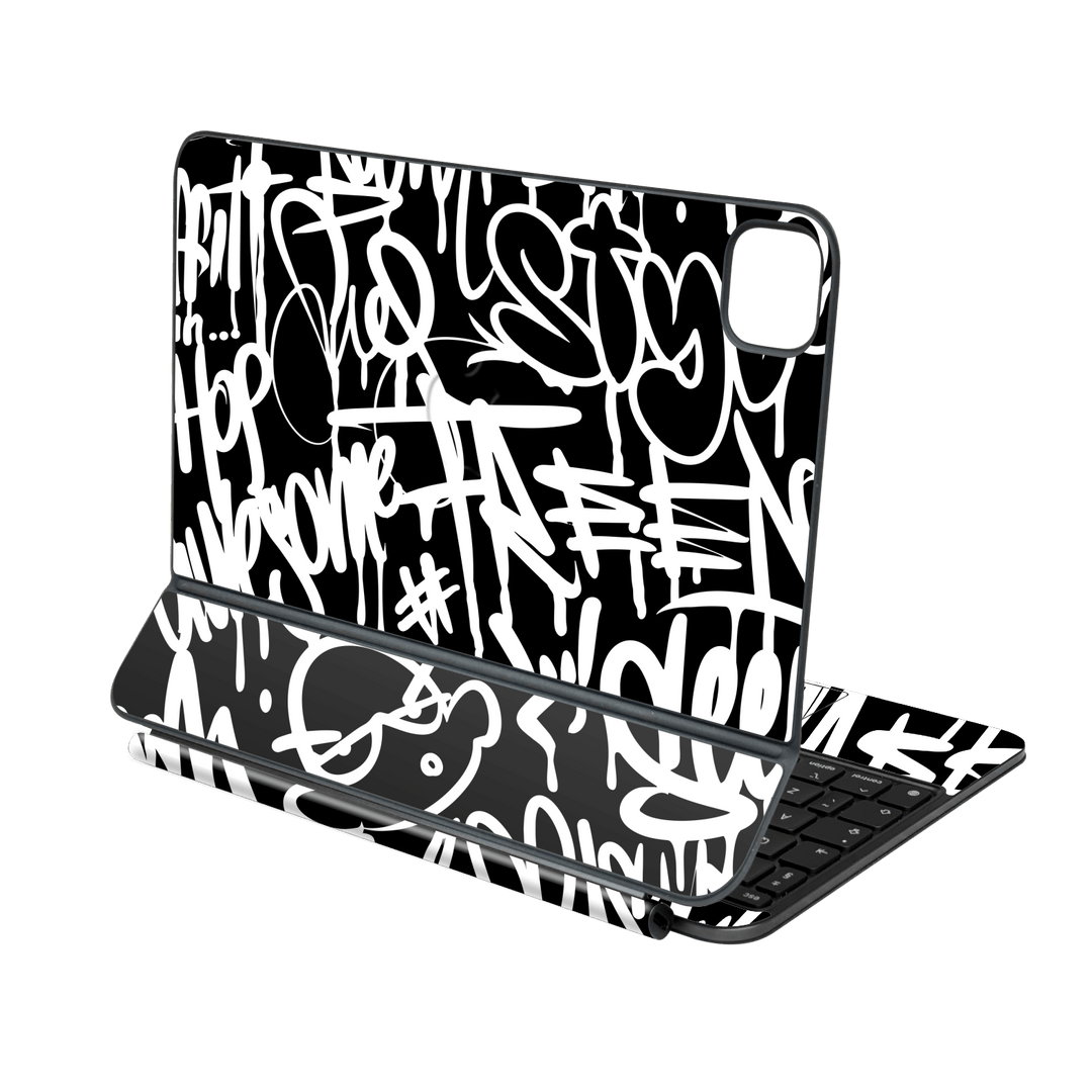 Magic Keyboard for iPad PRO 11” (M4, 2024) Print Printed Custom SIGNATURE Monochrome Black and WhiteGraffiti Skin Wrap Sticker Decal Cover Protector by QSKINZ | qskinz.com