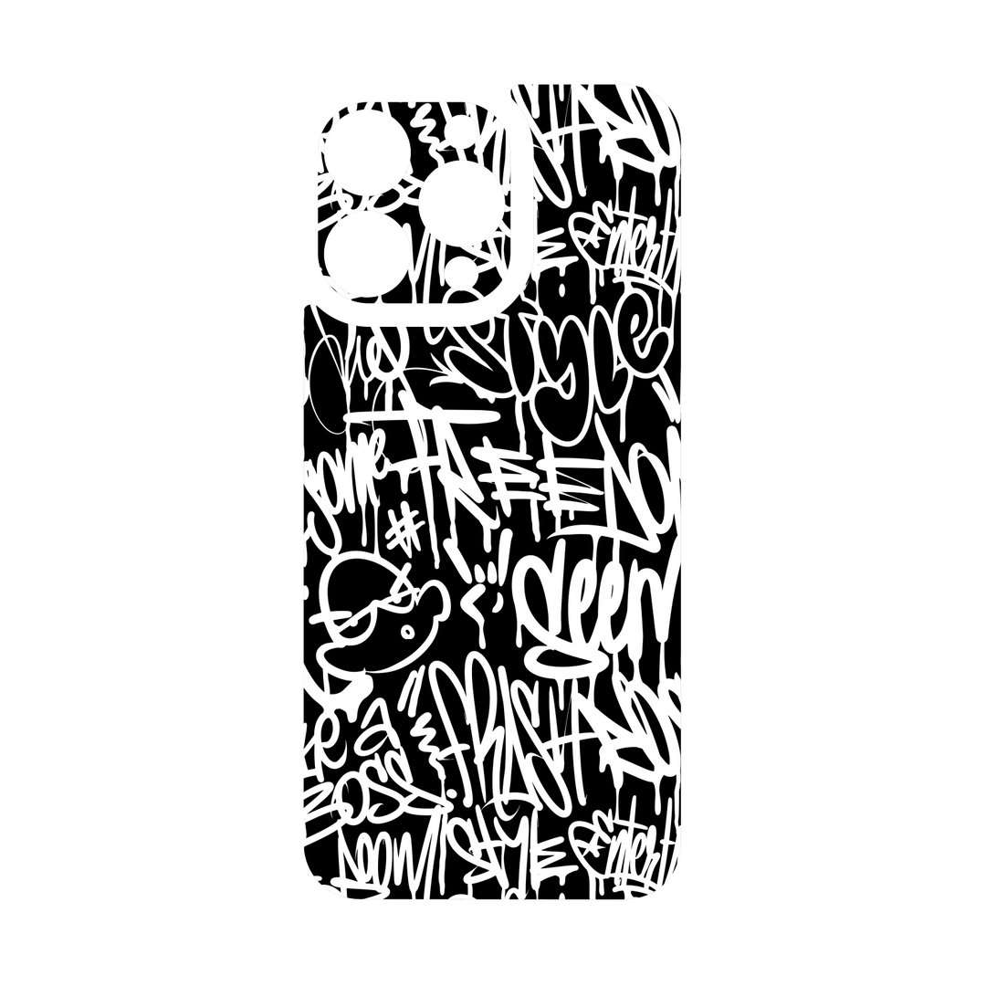 iPhone 15 PRO Qcaze - SIGNATURE Monochrome Graffiti (Case + Skin Kit)