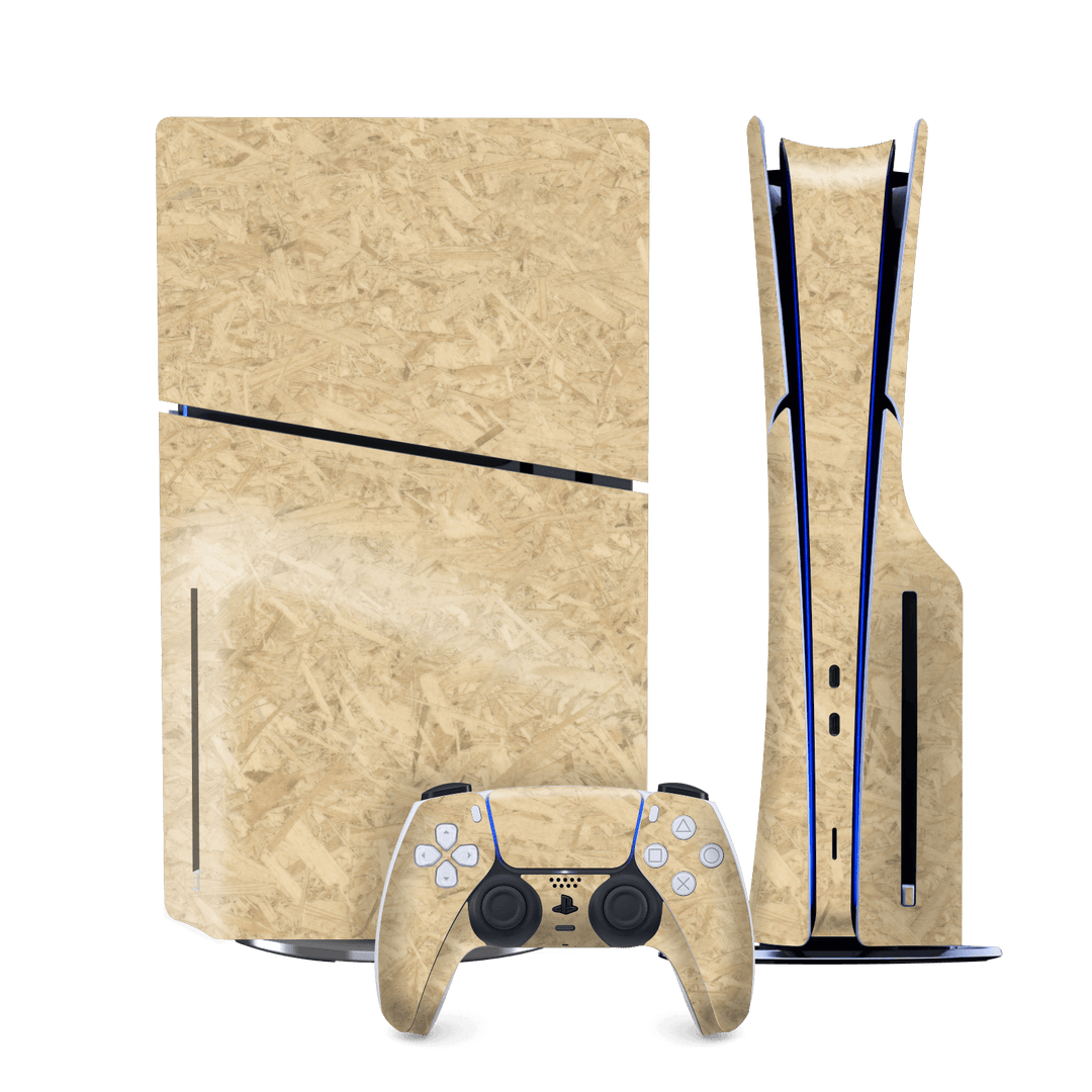 PS5 SLIM DISC EDITION (PlayStation 5 SLIM) Luxuria Chipboard Wood Wooden Skin Wrap Sticker Decal Cover Protector by QSKINZ | qskinz.com