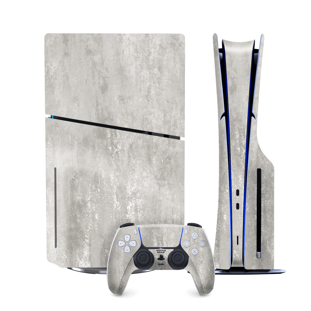 PS5 SLIM DISC EDITION (PlayStation 5 SLIM) Luxuria Silver Stone Skin Wrap Sticker Decal Cover Protector by QSKINZ | qskinz.com