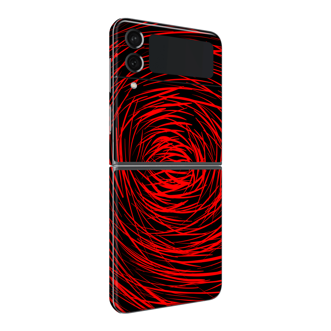 Samsung Galaxy Z Flip 4 Print Printed Custom SIGNATURE Quasar Red Mesh Skin Wrap Sticker Decal Cover Protector by QSKINZ | QSKINZ.COM
