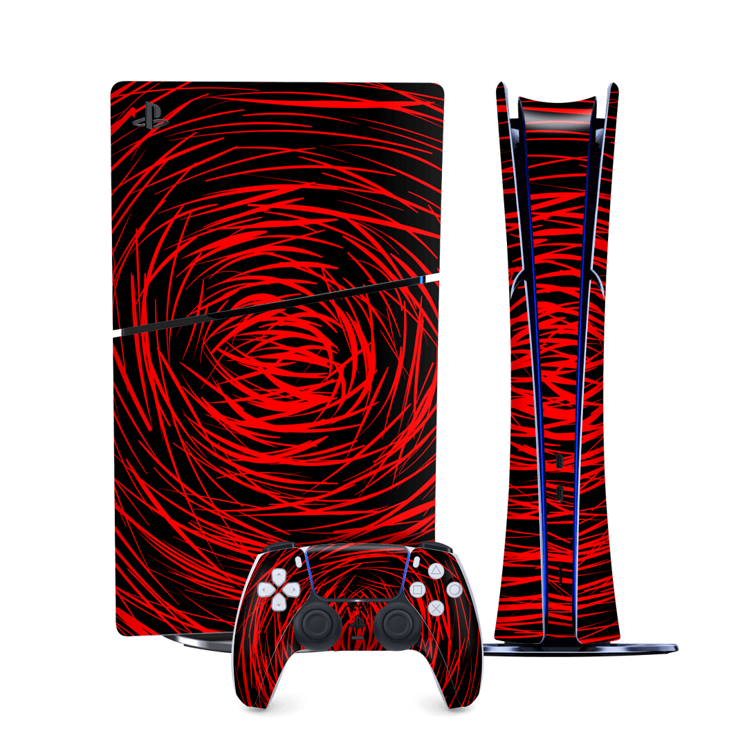 PS5 SLIM DIGITAL EDITION (PlayStation 5 SLIM) Print Printed Custom SIGNATURE Quasar Red Mesh Skin Wrap Sticker Decal Cover Protector by QSKINZ | QSKINZ.COM