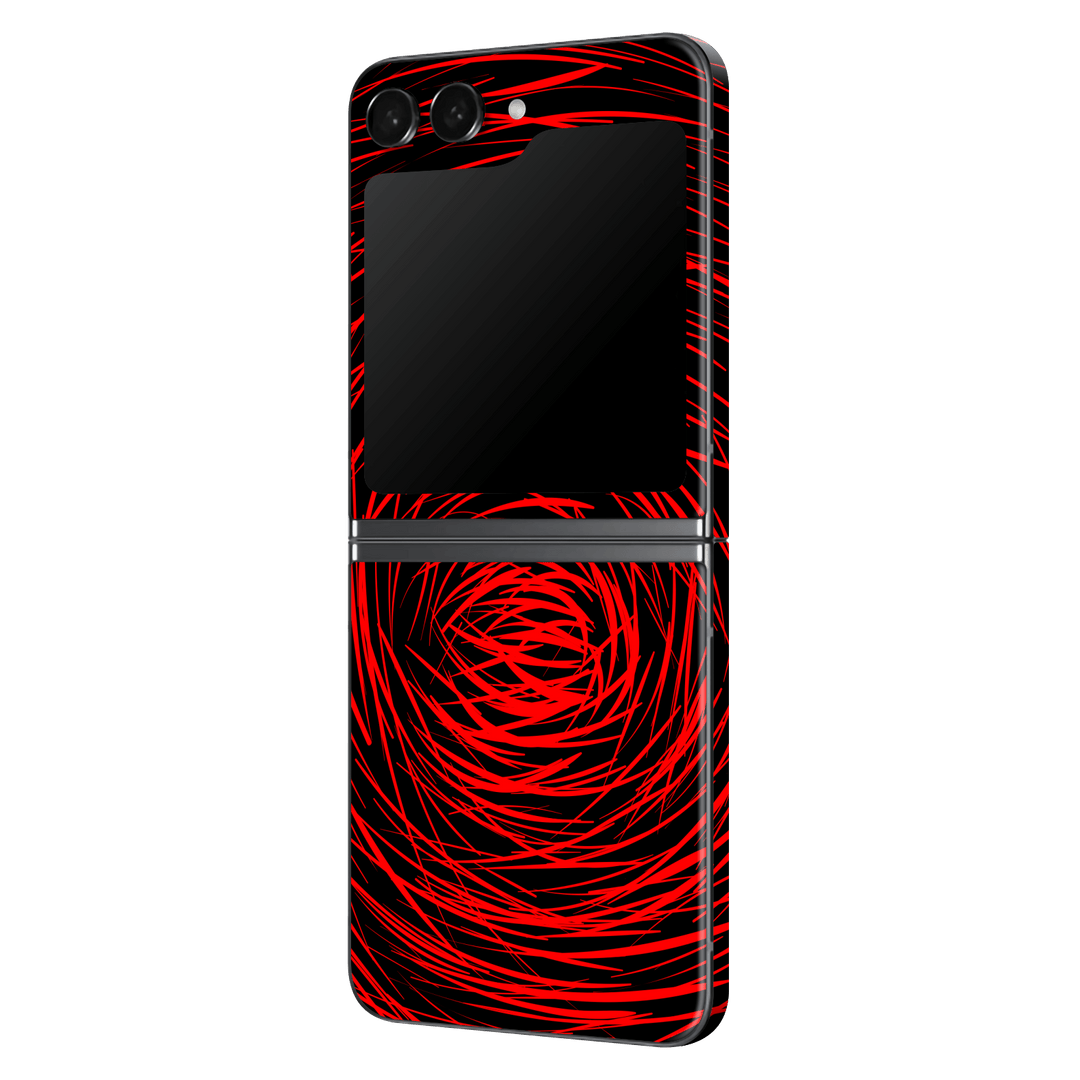 Samsung Galaxy Z Flip 5 Print Printed Custom SIGNATURE Quasar Red Mesh Skin Wrap Sticker Decal Cover Protector by QSKINZ | QSKINZ.COM