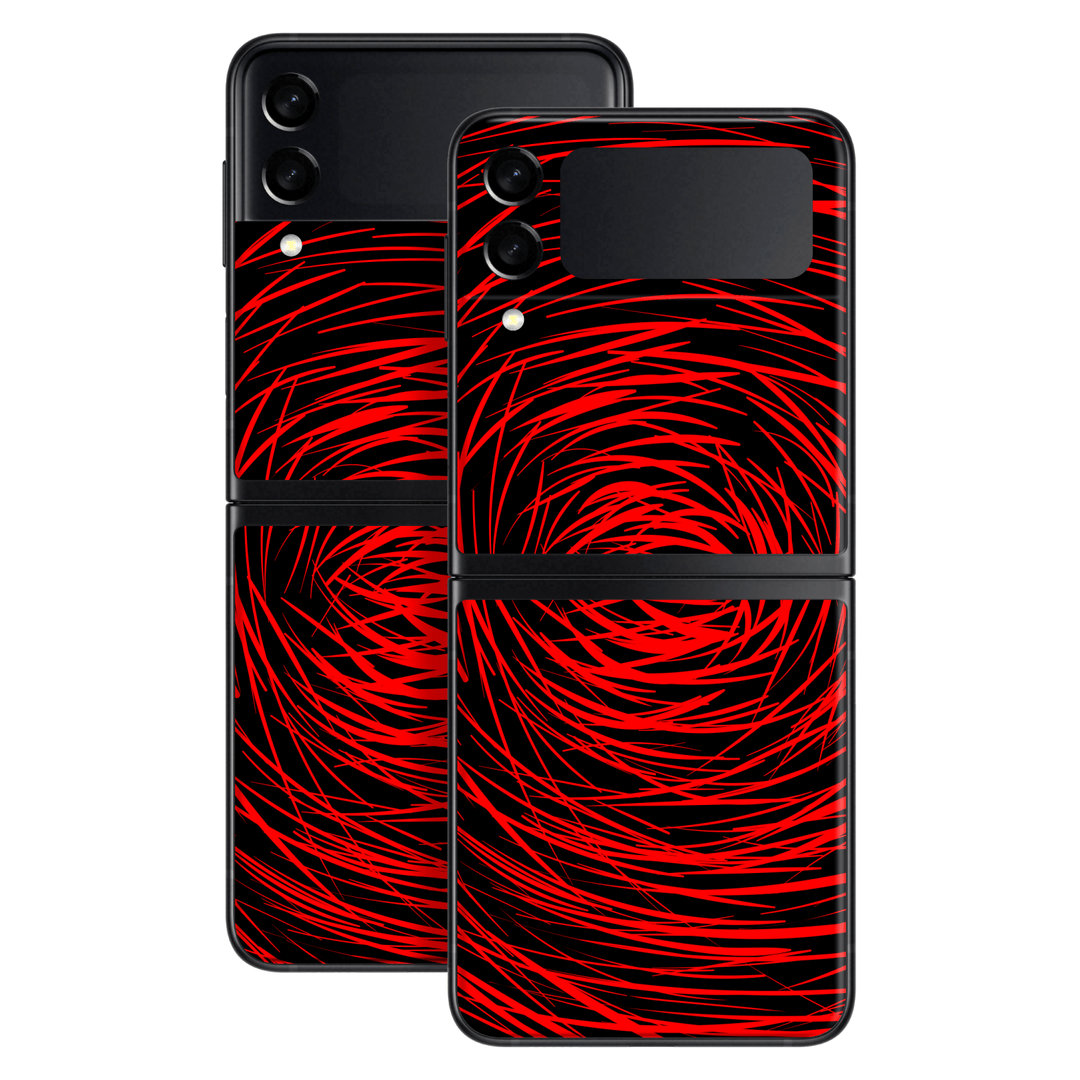 Samsung Galaxy Z Flip 3 Print Printed Custom SIGNATURE Quasar Red Mesh Skin Wrap Sticker Decal Cover Protector by QSKINZ | QSKINZ.COM
