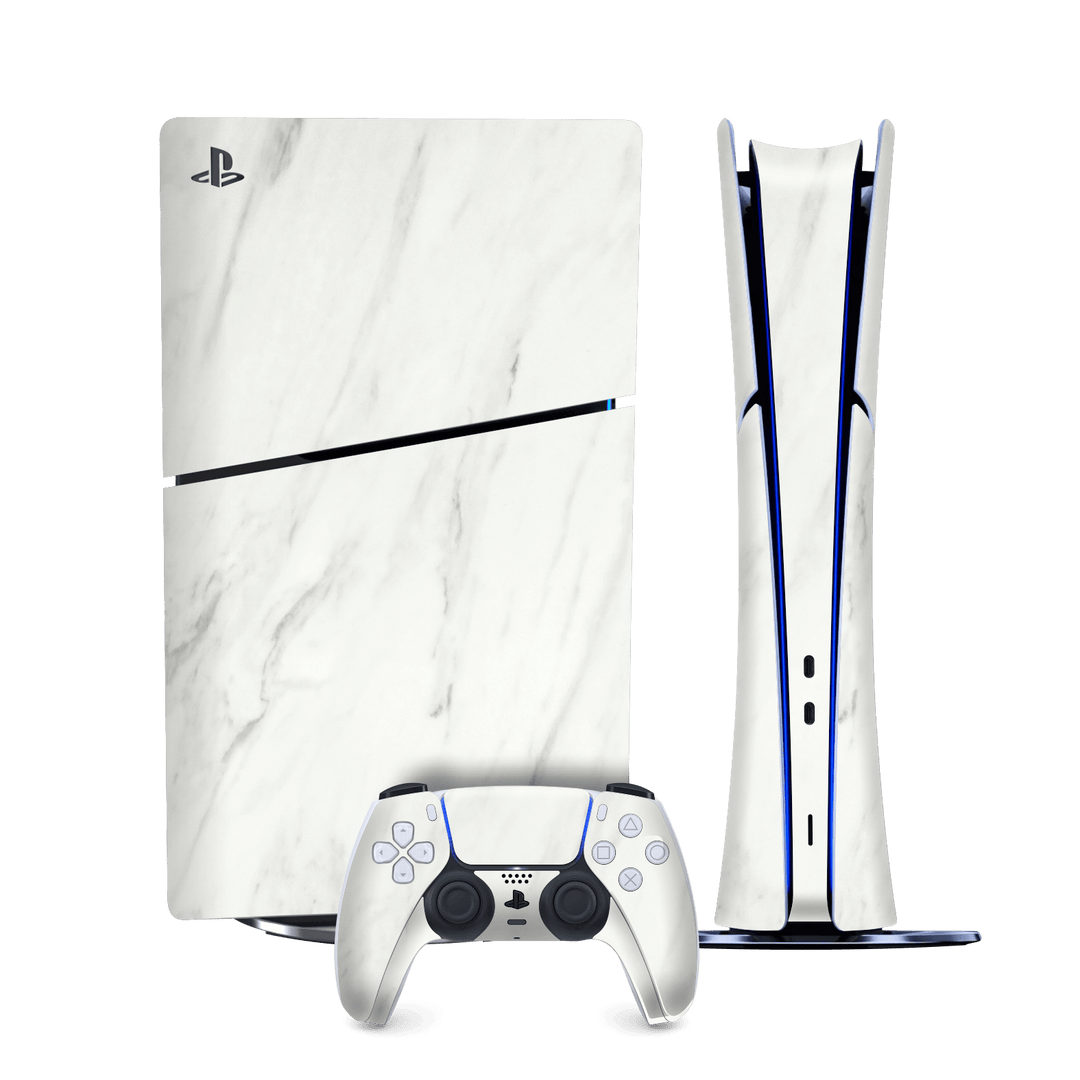PS5 SLIM DIGITAL EDITION (PlayStation 5 SLIM) Luxuria White Marble Stone Skin Wrap Sticker Decal Cover Protector by QSKINZ | qskinz.com