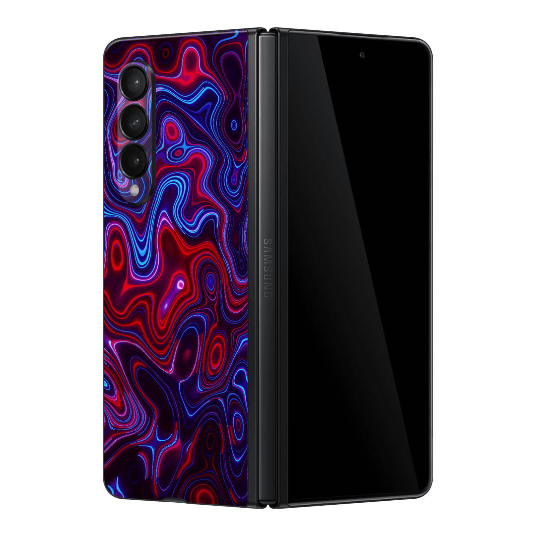 Samsung Galaxy Z Fold 3 Print Printed Custom SIGNATURE Flux Fusion Purple Neon Skin Wrap Sticker Decal Cover Protector by QSKINZ | QSKINZ.COM