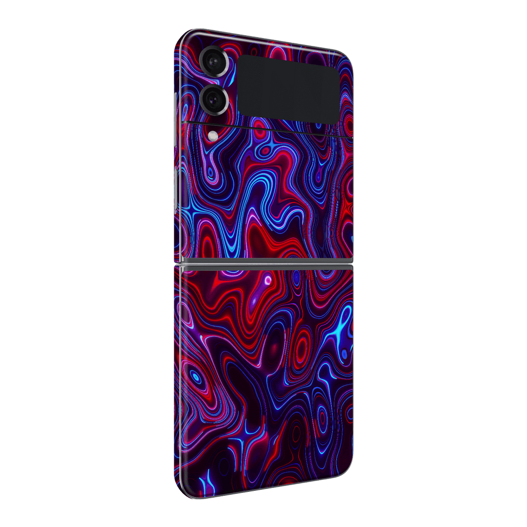 Samsung Galaxy Z Flip 4 Print Printed Custom SIGNATURE Flux Fusion Purple Neon Skin Wrap Sticker Decal Cover Protector by QSKINZ | QSKINZ.COM