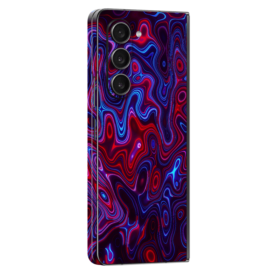 Samsung Galaxy Z FOLD 5 Print Printed Custom SIGNATURE Flux Fusion Purple Neon Skin Wrap Sticker Decal Cover Protector by QSKINZ | QSKINZ.COM