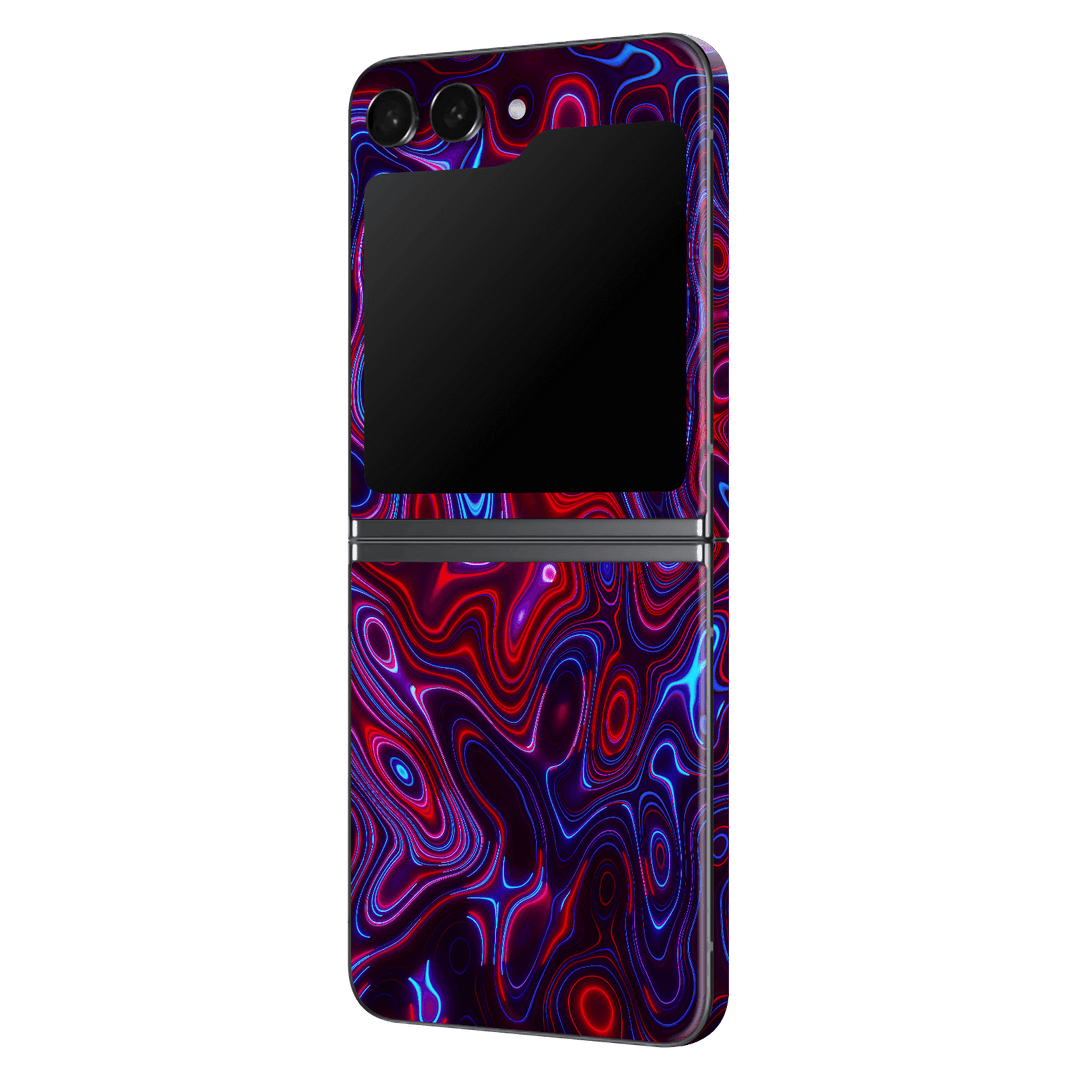 Samsung Galaxy Z Flip 5 Print Printed Custom SIGNATURE Flux Fusion Purple Neon Skin Wrap Sticker Decal Cover Protector by QSKINZ | QSKINZ.COM