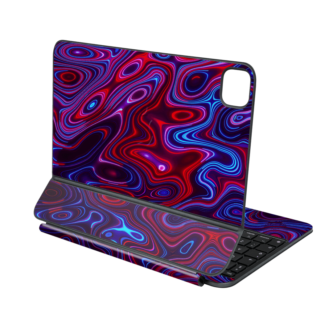 Magic Keyboard for iPad PRO 11” (M4, 2024) Print Printed Custom SIGNATURE Flux Fusion Purple Neon Skin Wrap Sticker Decal Cover Protector by QSKINZ | QSKINZ.COM