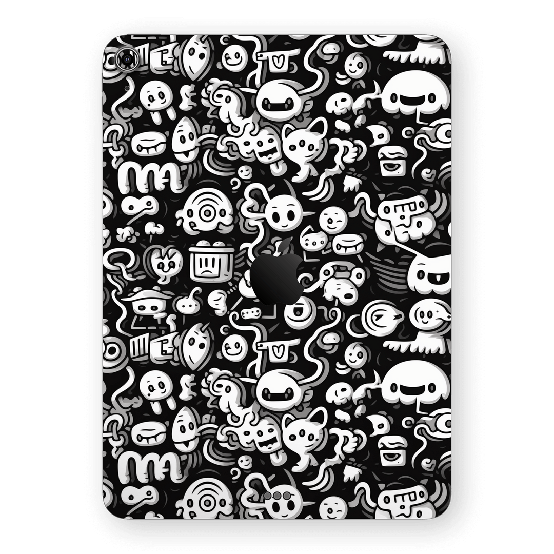iPad Air 11” (M2) Print Printed Custom SIGNATURE Pictogram Party Monochrome Black and White Icons Faces Skin Wrap Sticker Decal Cover Protector by QSKINZ | QSKINZ.COM