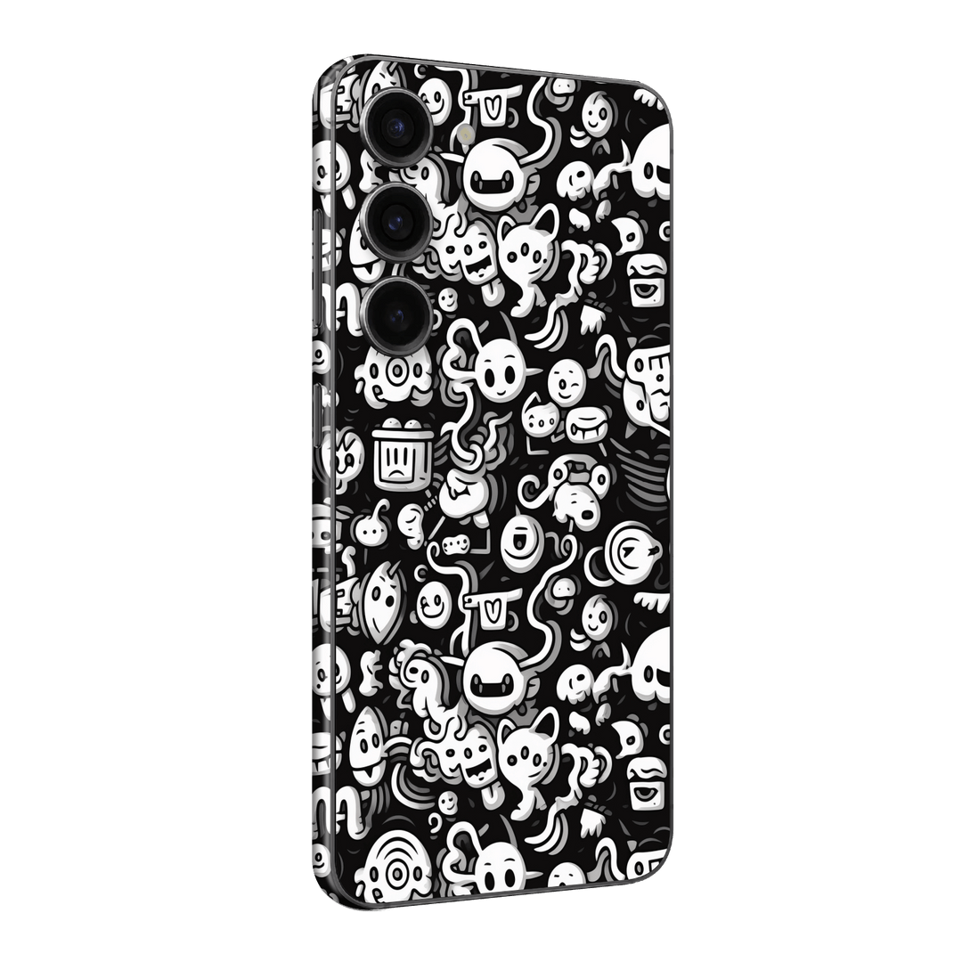 Samsung Galaxy S23+ PLUS Print Printed Custom SIGNATURE Pictogram Party Monochrome Black and White Icons Faces Skin Wrap Sticker Decal Cover Protector by QSKINZ | QSKINZ.COM