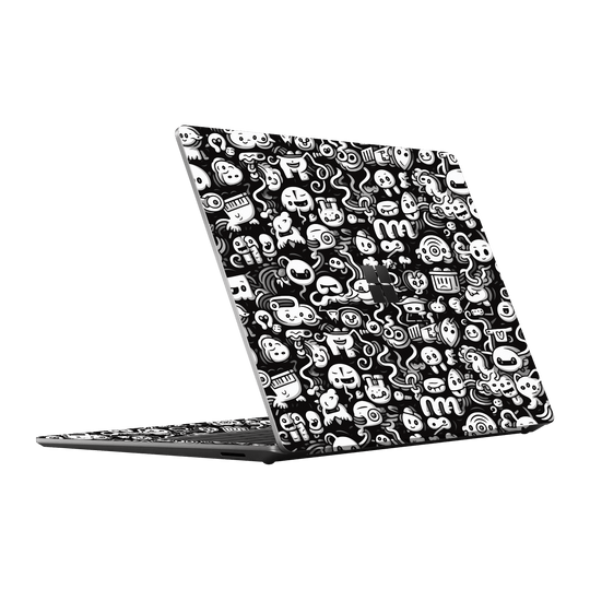 Surface Laptop 5, 13.5” Print Printed Custom SIGNATURE Pictogram Party Monochrome Black and White Icons Faces Skin Wrap Sticker Decal Cover Protector by QSKINZ | QSKINZ.COM