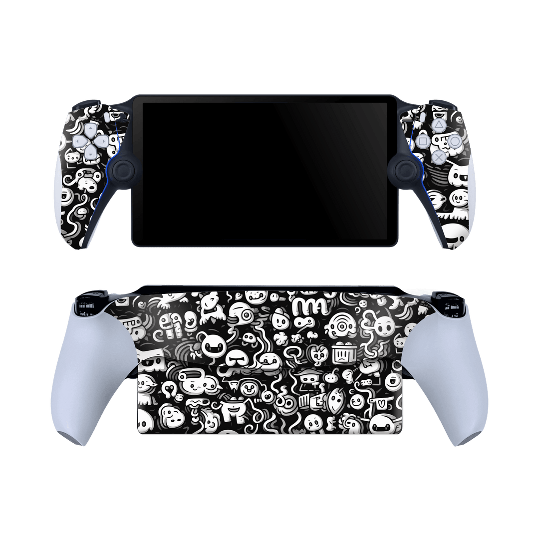 PlayStation PORTAL Print Printed Custom SIGNATURE Pictogram Party Monochrome Black and White Icons Faces Skin Wrap Sticker Decal Cover Protector by QSKINZ | QSKINZ.COM
