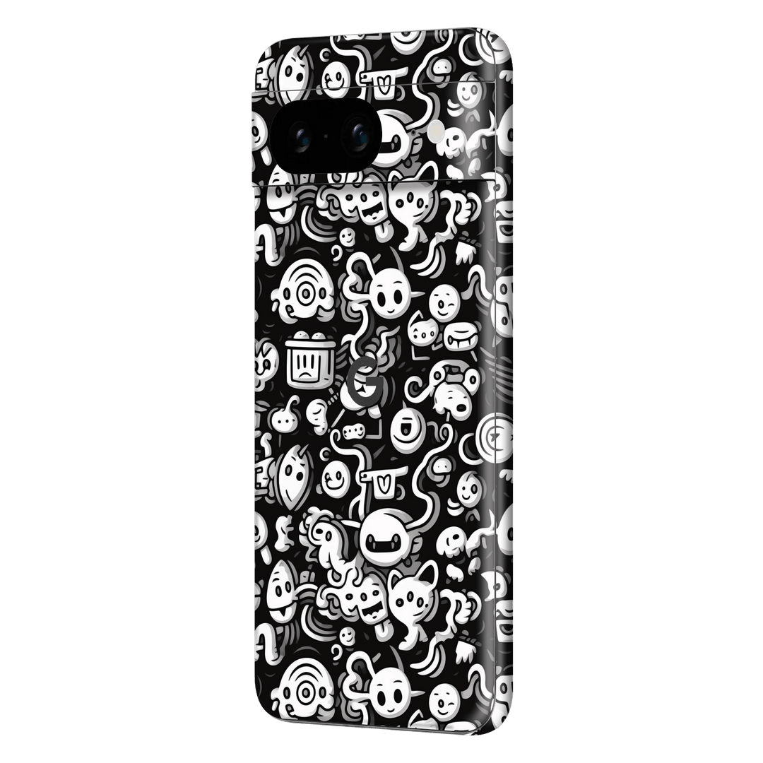 Pixel 8 Print Printed Custom SIGNATURE Pictogram Party Monochrome Black and White Icons Faces Skin Wrap Sticker Decal Cover Protector by QSKINZ | QSKINZ.COM