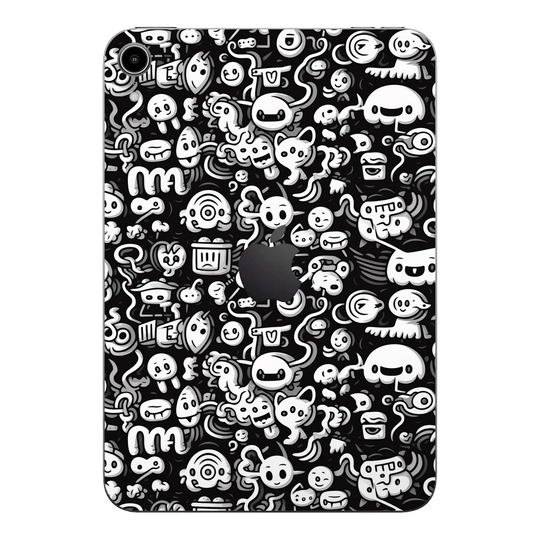 iPad Mini 6 Print Printed Custom SIGNATURE Pictogram Party Monochrome Black and White Icons Faces Skin Wrap Sticker Decal Cover Protector by QSKINZ | QSKINZ.COM