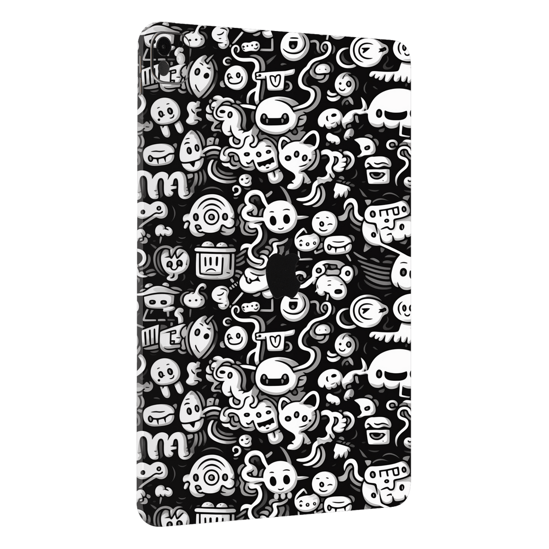 iPad Pro 11” (M4) Print Printed Custom SIGNATURE Pictogram Party Monochrome Black and White Icons Faces Skin Wrap Sticker Decal Cover Protector by QSKINZ | QSKINZ.COM
