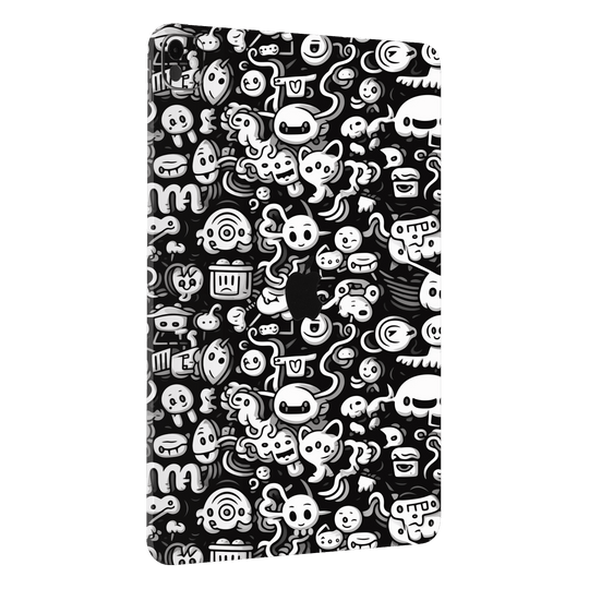 iPad Pro 11” (M4) Print Printed Custom SIGNATURE Pictogram Party Monochrome Black and White Icons Faces Skin Wrap Sticker Decal Cover Protector by QSKINZ | QSKINZ.COM