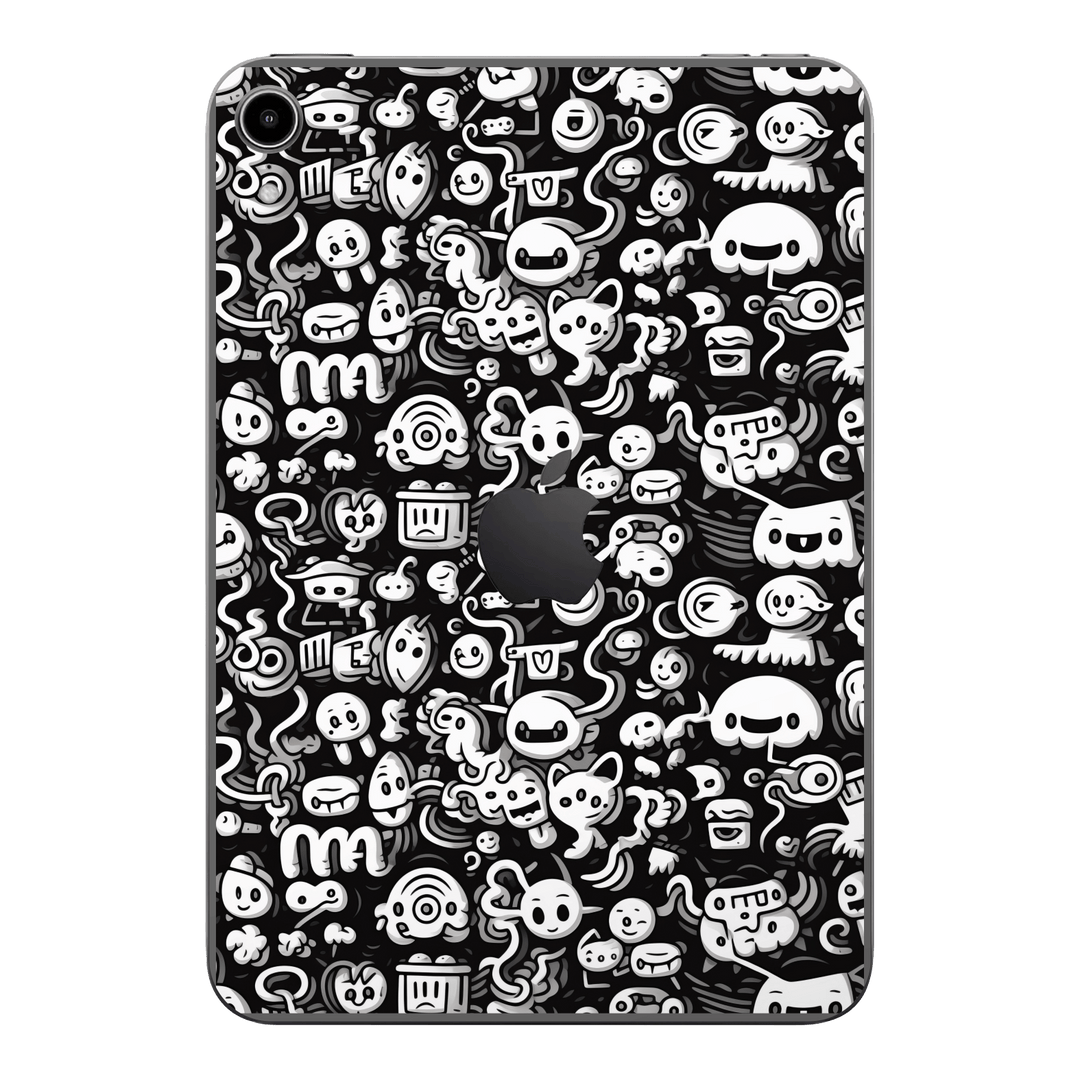 iPad Mini 6 Print Printed Custom SIGNATURE Pictogram Party Monochrome Black and White Icons Faces Skin Wrap Sticker Decal Cover Protector by QSKINZ | QSKINZ.COM