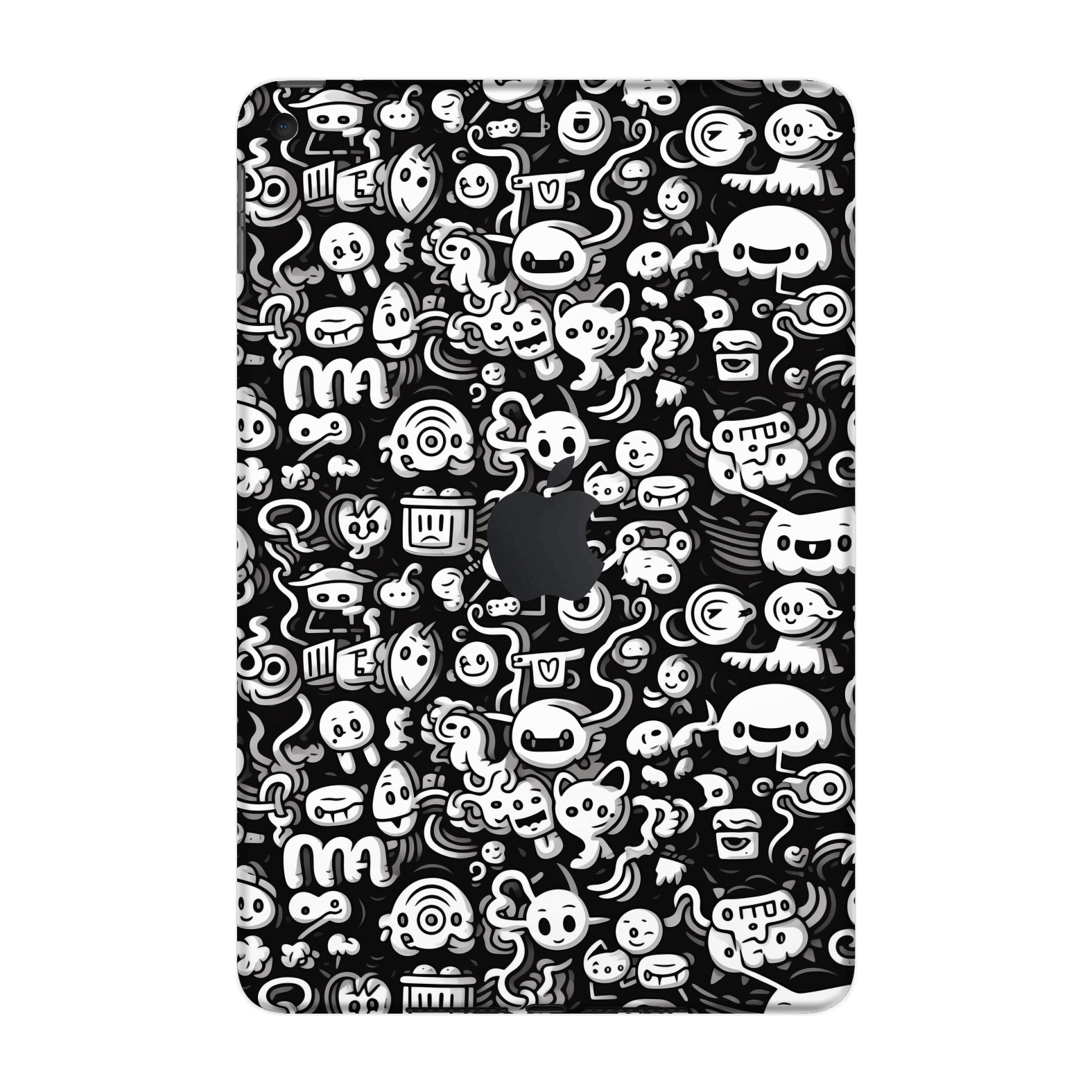 iPad Mini 5 Print Printed Custom SIGNATURE Pictogram Party Monochrome Black and White Icons Faces Skin Wrap Sticker Decal Cover Protector by QSKINZ | QSKINZ.COM