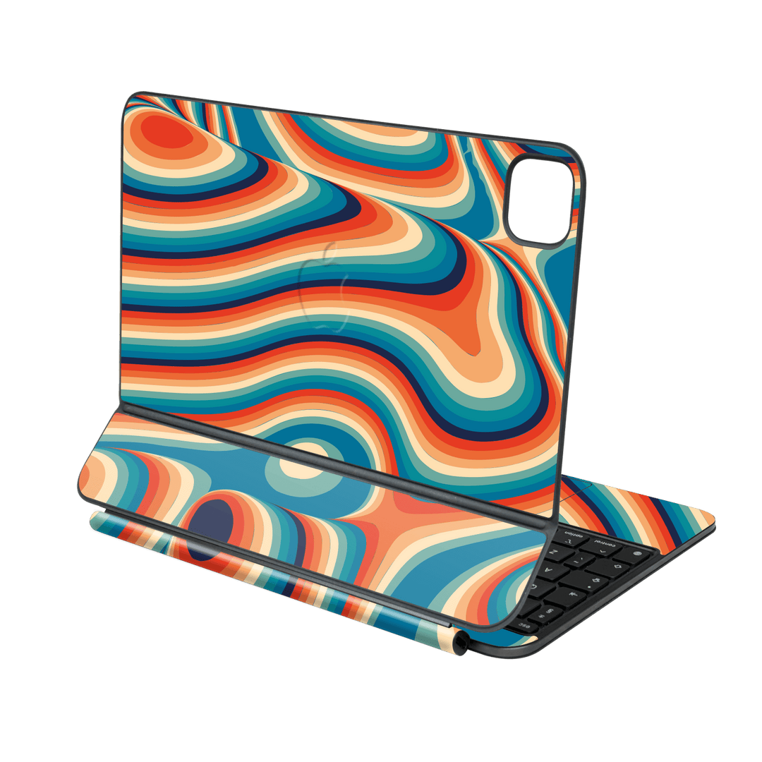 Magic Keyboard for iPad PRO 11” (M4, 2024) Print Printed Custom SIGNATURE Swirltro Swirl Retro 70s 80s Warm Colours Skin Wrap Sticker Decal Cover Protector by QSKINZ | QSKINZ.COM
