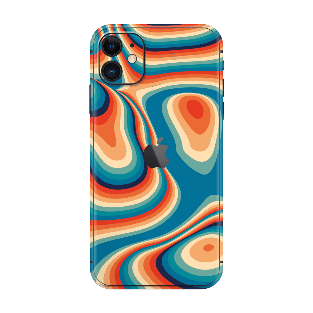 iPhone 11 Print Printed Custom SIGNATURE Swirltro Swirl Retro 70s 80s Warm Colours Skin Wrap Sticker Decal Cover Protector by QSKINZ | QSKINZ.COM