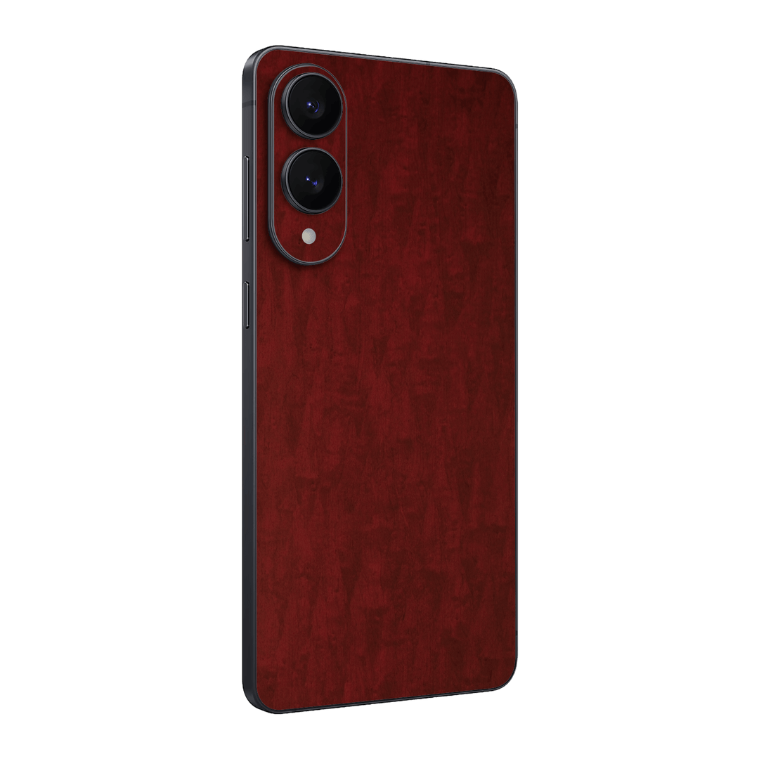 Samsung Galaxy S25 EDGE Scarlet Red Wood Wooden Satin Skin Wrap Sticker Decal Cover Protector by QSKINZ | qskinz.com
