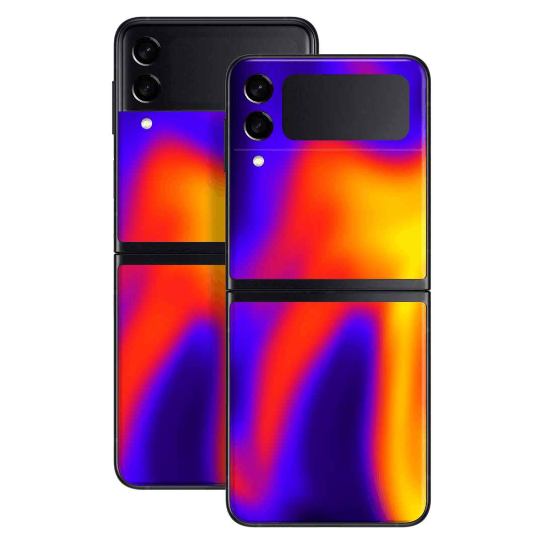 Samsung Galaxy Z Flip 3 Print Printed Custom SIGNATURE Infrablaze Infrared Thermal Neon Skin Wrap Sticker Decal Cover Protector by QSKINZ | QSKINZ.COM