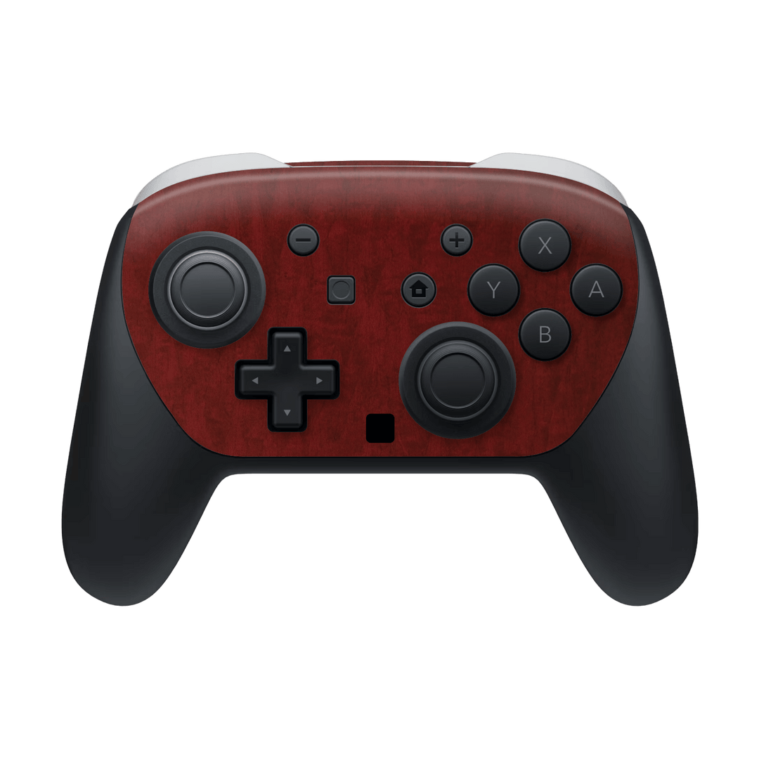 Nintendo Switch 2 PRO CONTROLLER Scarlet Red Wood Wooden Satin Skin Wrap Sticker Decal Cover Protector by QSKINZ | qskinz.com
