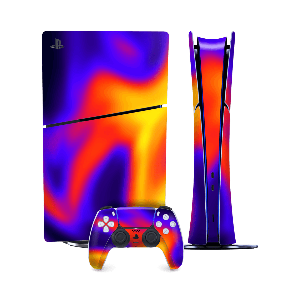 PS5 SLIM DIGITAL EDITION (PlayStation 5 SLIM) Print Printed Custom SIGNATURE Infrablaze Infrared Thermal Neon Skin Wrap Sticker Decal Cover Protector by QSKINZ | QSKINZ.COM