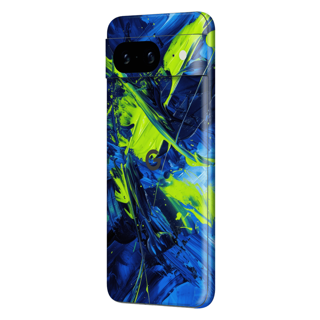 Pixel 8 Print Printed Custom SIGNATURE Glowquatic Neon Yellow Green Blue Skin Wrap Sticker Decal Cover Protector by QSKINZ | QSKINZ.COM