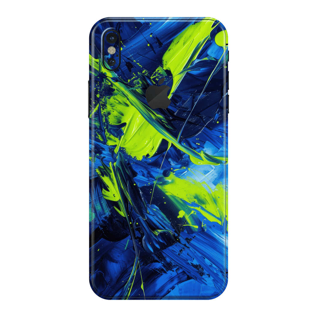 iPhone X Print Printed Custom SIGNATURE Glowquatic Neon Yellow Green Blue Skin Wrap Sticker Decal Cover Protector by QSKINZ | QSKINZ.COM