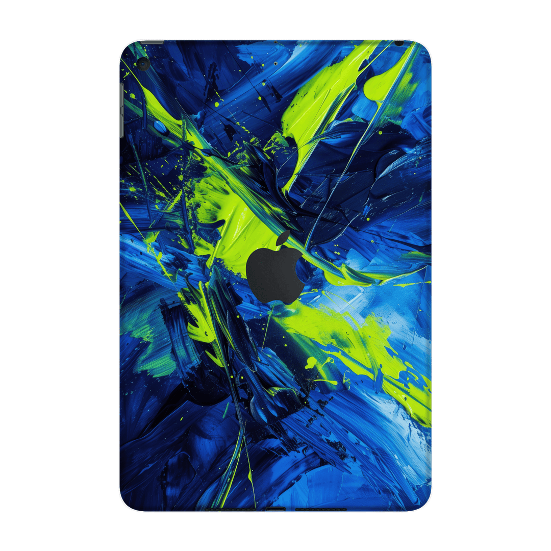 iPad Mini 5 Print Printed Custom SIGNATURE Glowquatic Neon Yellow Green Blue Skin Wrap Sticker Decal Cover Protector by QSKINZ | QSKINZ.COM