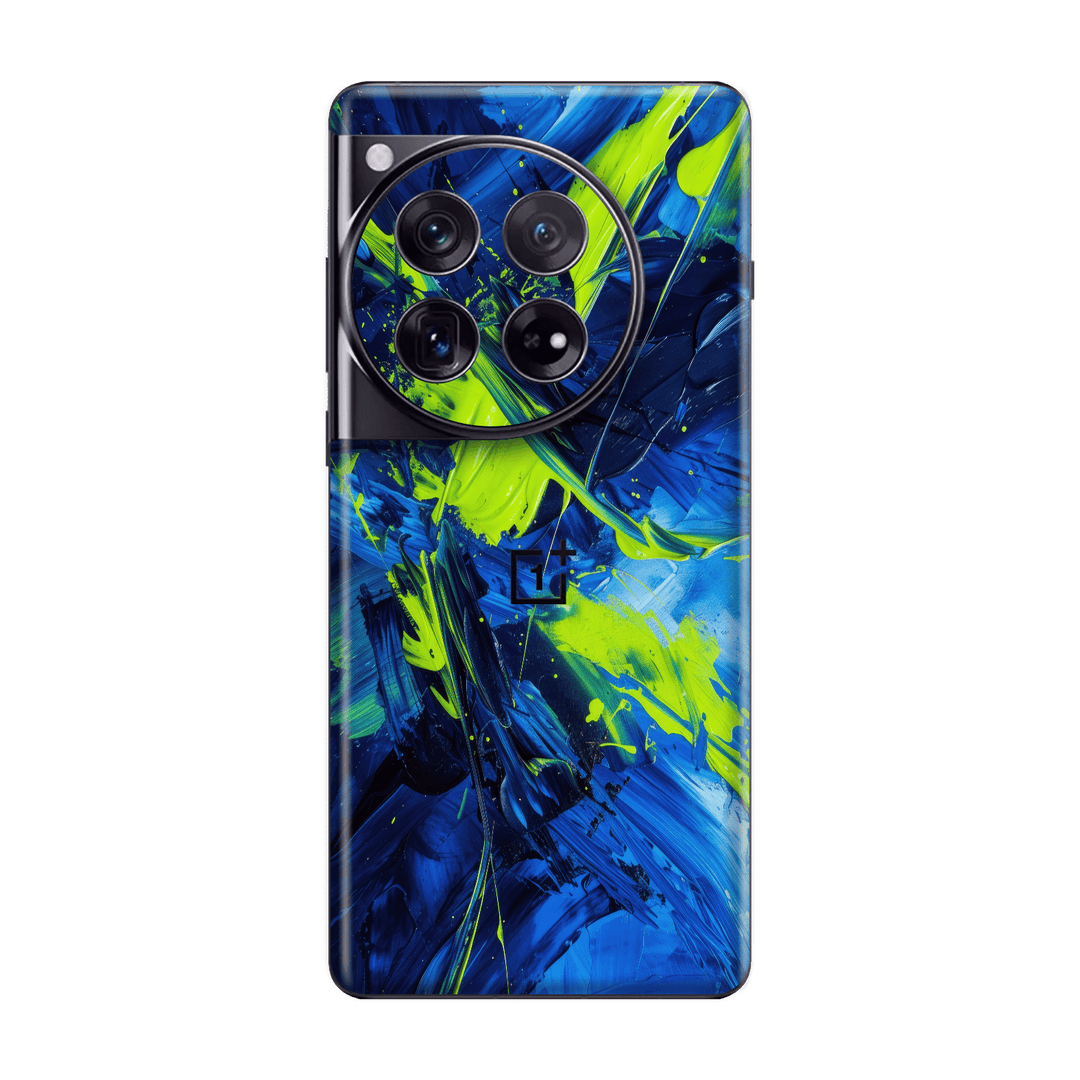 OnePlus 12 Print Printed Custom SIGNATURE Glowquatic Neon Yellow Green Blue Skin Wrap Sticker Decal Cover Protector by QSKINZ | QSKINZ.COM