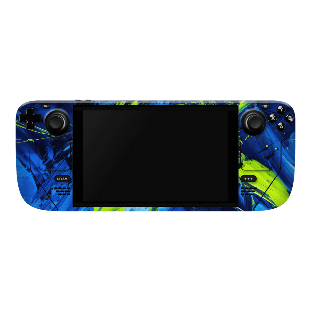 Steam Deck OLED Print Printed Custom SIGNATURE Glowquatic Neon Yellow Green Blue Skin Wrap Sticker Decal Cover Protector by QSKINZ | QSKINZ.COM