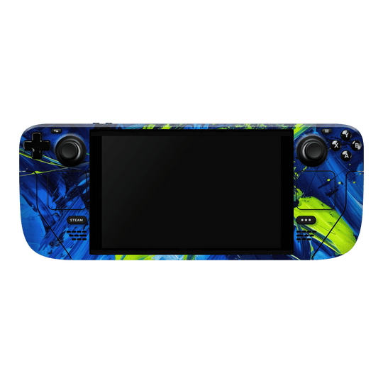 Steam Deck OLED Print Printed Custom SIGNATURE Glowquatic Neon Yellow Green Blue Skin Wrap Sticker Decal Cover Protector by QSKINZ | QSKINZ.COM
